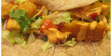 Fish Tacos with a spicy Harissa Mayo
