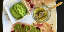 Olives and Cranberries Stuffed Flatbread  with Avocado Spinach Basil Pesto(Paleo, Vegan, AIP)