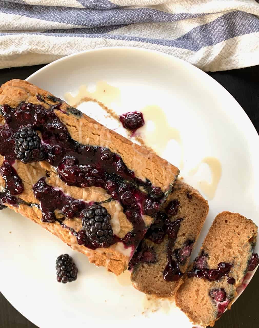 AIP Pound Cake with blackberry sauce