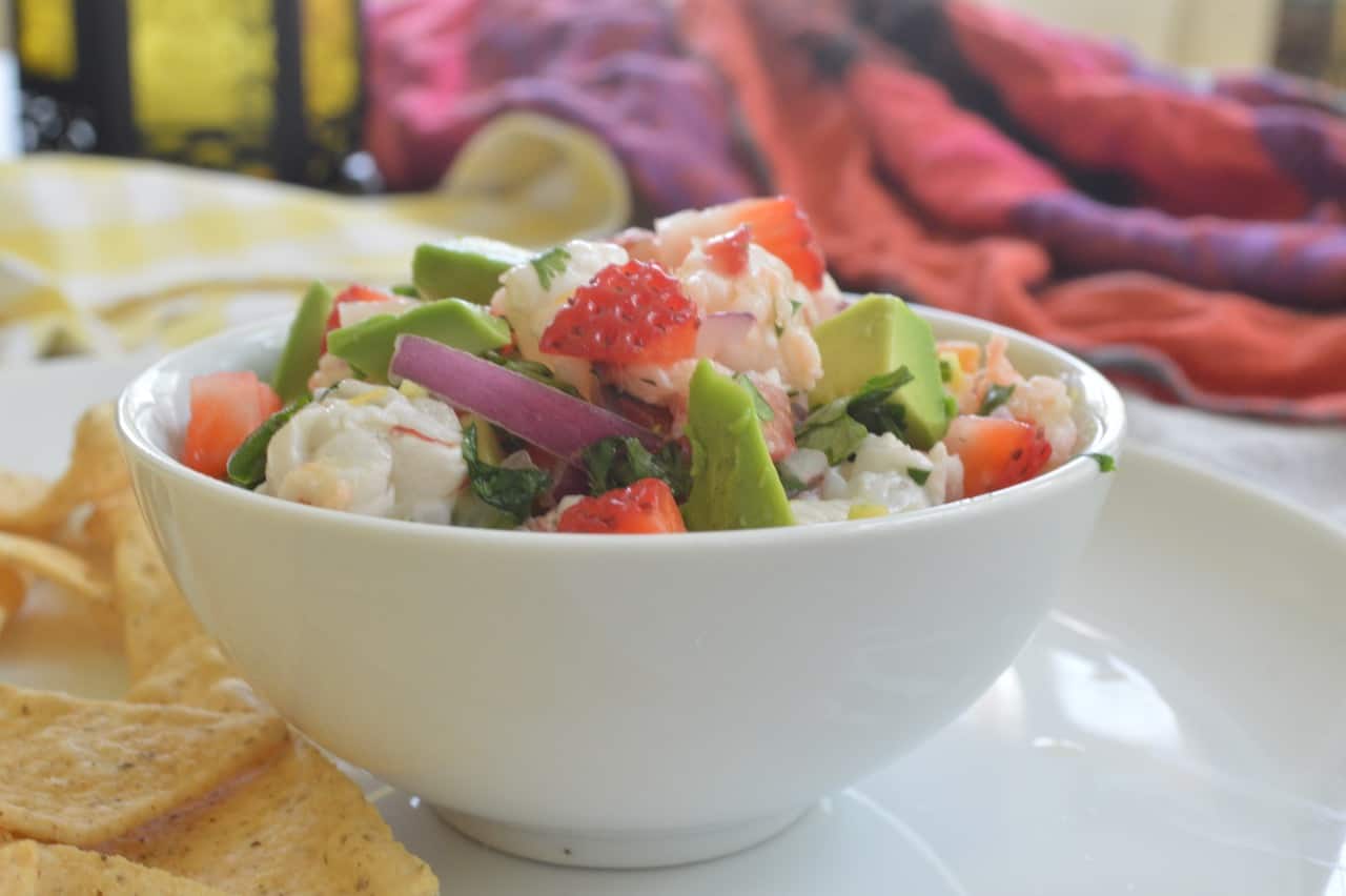 Shrimp Ceviche salad with Strawberries