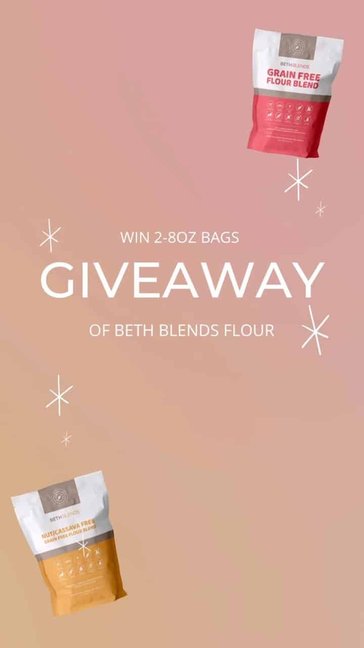 GIVEAWAY! We are so excited to be partnering with @BethBlends for this fantastic giveaway!  The winner will receive two bags(8 oz ) of each of the two Beth Bland grain free flour blends (Grain Free Flour Blend and Nut / Cassava Free Grain Free Blend)! I love using both these flour blends when I am baking and so I know this is a steal! 

To enter, follow the guidelines below:
1. LIKE and SAVE this post
2. FOLLOW both @bethblends and @cook2nourish 
3. TAG at least 3 friends in the comments below. Enter as many times as you’d like, but you must tag a different friend each time.
4. You get a BONUS entry for SHARING on your story and tagging us! 

The GIVEAWAY ends on 02/12/23 at 11.59 PM PST. WInner will be randomly chosen and announced within 3 days of the close of the giveaway. Winner must live in the Continental U.S. Void where prohibited. This contest is not sponsored, administered or associated with instagram. By entering, entrants confirm they are 18+years of age, release Instagram of responsibility and agree to Instagram’s terms of use. #giveaway #bethblends #cook2nourish #aip #aipbaking #glutenfreebaking #grainfree #aipdesserts