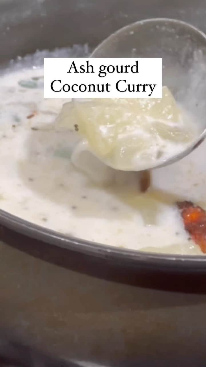 Have you tried Ash gourd? Also called as winter gourd, this vegetable is highly regarded for its nutrients in Ayurveda which is an ancient Indian medical system that utilizes plants and herbs to treat illnesses. Since Kerala is where Ayurveda is still practiced a lot, it’s not surprising that this curry is a common side dish in Kerala. This recipe is my mom in law’s recipe and is my husband’s all time favorite comfort food. I make this regularly and our kids enjoy it too!  I like to just have it as soup! As you can see it’s a very simple recipe however it tastes the best when made with homemade coconut milk! But of course, if you have time constraints you can use canned coconut milk like Native Forest Simple. In my cookbook, AIP Indian Fusion, I have made a variation of this curry using cucumber! #ashgourdcurry #ashgourd #keralacuisine #keralafood #nutritionist #indianfood #dairyfree #cook2nourish #kumbalangacurry #aipindianfusion #healthyindianrecipes #traditionalrecipes