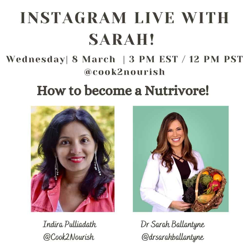 Hey Guys! So excited to share that for next week’s insta live, we will have a special guest! Yes Dr Sarah (@drsarahballantyne ) herself! We will be chatting about nutrient density and about all the new resources available on her new website Nutrivore.com! If you have any specific questions, please comment below! Mark your calendar for the date and time - 3 PM EST / 12 PM PST on March 8th! See you there! #nutrientdensity #nutritiontalk #nutrivore #thepaleomom #instalive #autoimmunedisease #autoimmuneprotocol #healthydiet